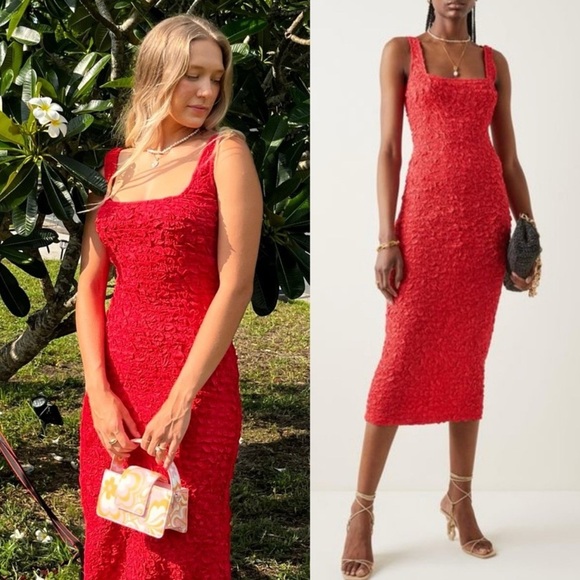 MARA HOFFMAN Sloan Popcorn Midi Dress Red Sz XXS - Picture 1 of 9